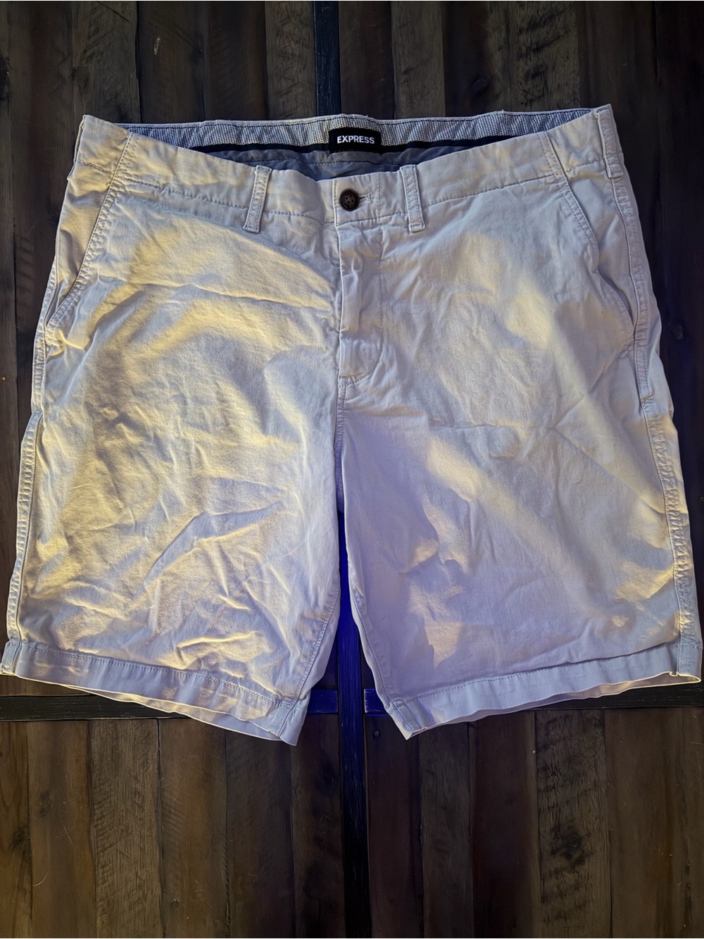 Express Men's Beige Flat Front Chino Shorts